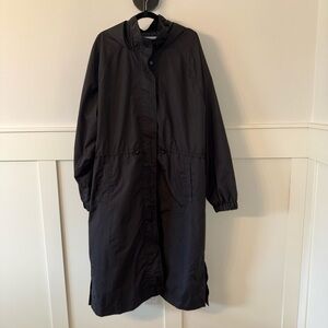 Old Navy Black Trench Coat Minimalist Design